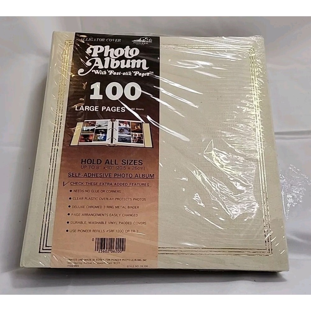VINTAGE Pioneer Photo Album Alligator Vinyl Cover 100 Pages(50 Sheets) 8"x10"